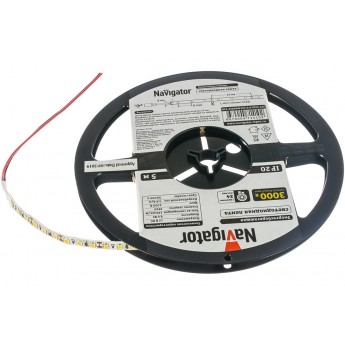 Лента светодиодная NAVIGATOR LEDх120/м 5м 9.6w/m 12В теплый белый Лента светодиодная NAVIGATOR LEDх120/м 5м 9.6w/m 12В теплый белый