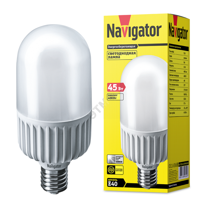 Лампа светодиодная NAVIGATOR LED 45вт Е40 белый 94340 NLL-T105 Лампа светодиодная NAVIGATOR LED 45вт Е40 белый 94340 NLL-T105