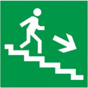 Аварийная наклейка NAVIGATOR серии NL-150x150W-E13 "Направление к эвакуационному выходу вниз направо"