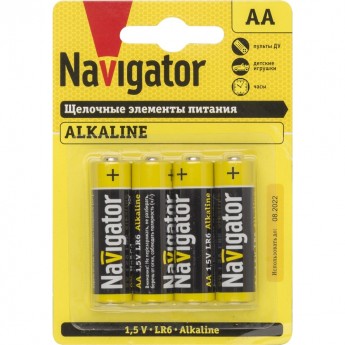 Батарейки NAVIGATOR серии NBT-NPE-LR6-BP4 щелочные Батарейки NAVIGATOR серии NBT-NPE-LR6-BP4 щелочные